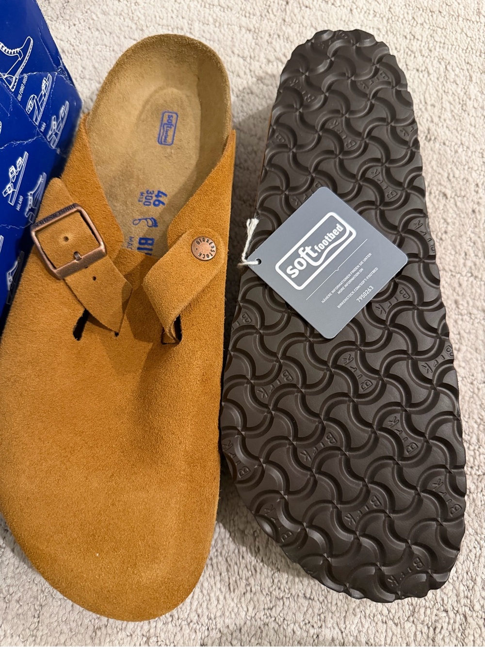 Men's Birkenstock Suede Boston Soft footbed slip-on clog in Mink